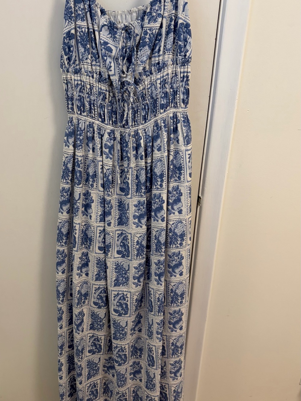 Abercrombie & Fitch Blue and White Printed Maxi Dress